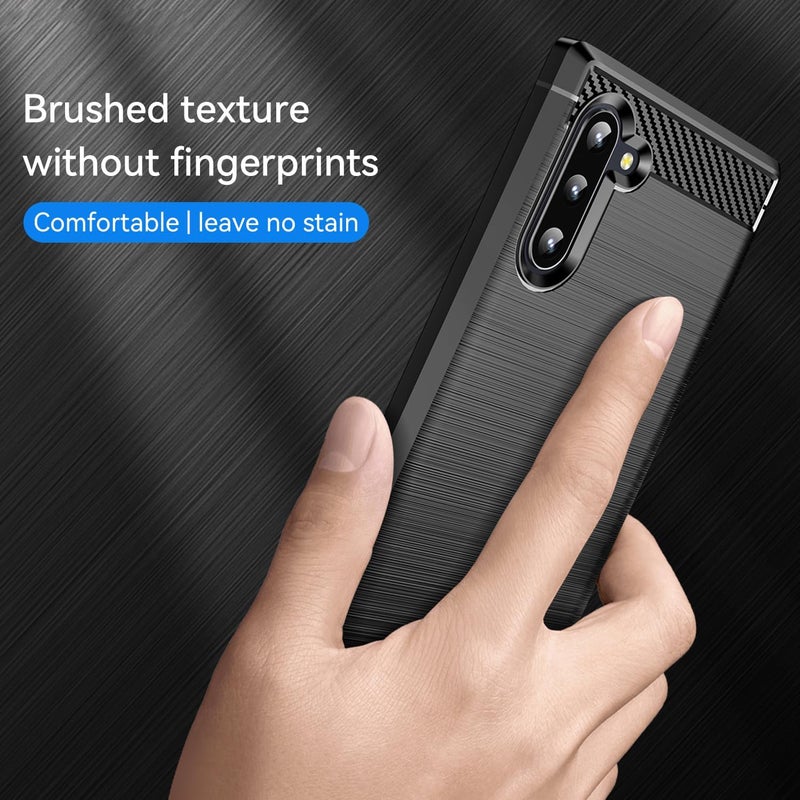 Aikcks for Samsung Galaxy Note10 Phone case, Shockproof, Scratch Resistant Carbon Fiber Jacket, Soft TPU, for Galaxy Note10 case (Black,) - Image 4